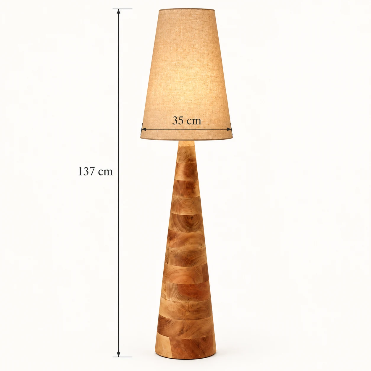 Elodie floor lamp dimensions: 137 cm high and 35 cm diameter