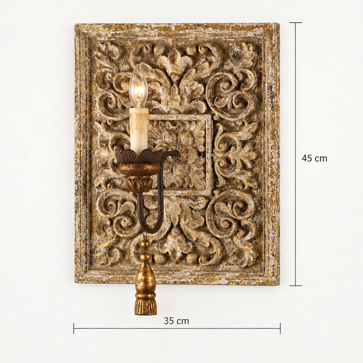Wall sconce front width 35 cm and overall height 45 cm