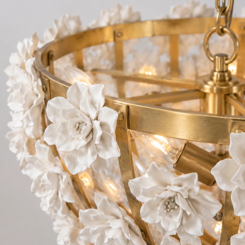 Close view of the iron rim and flower connection