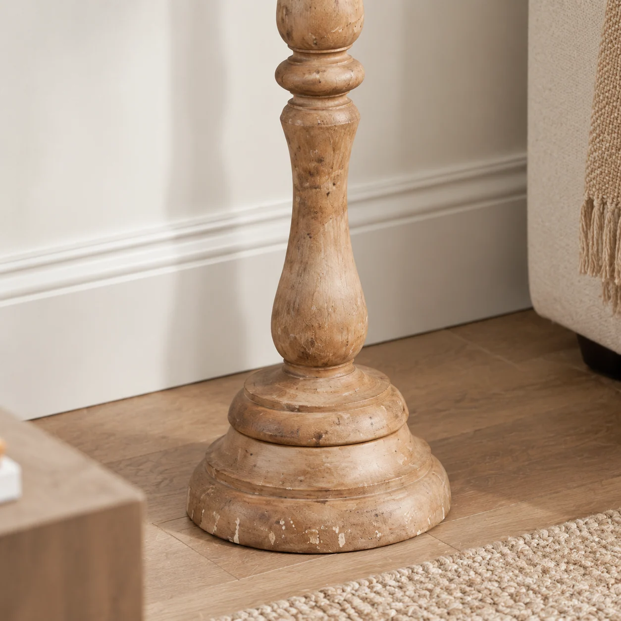 Stepped turned wooden floor base