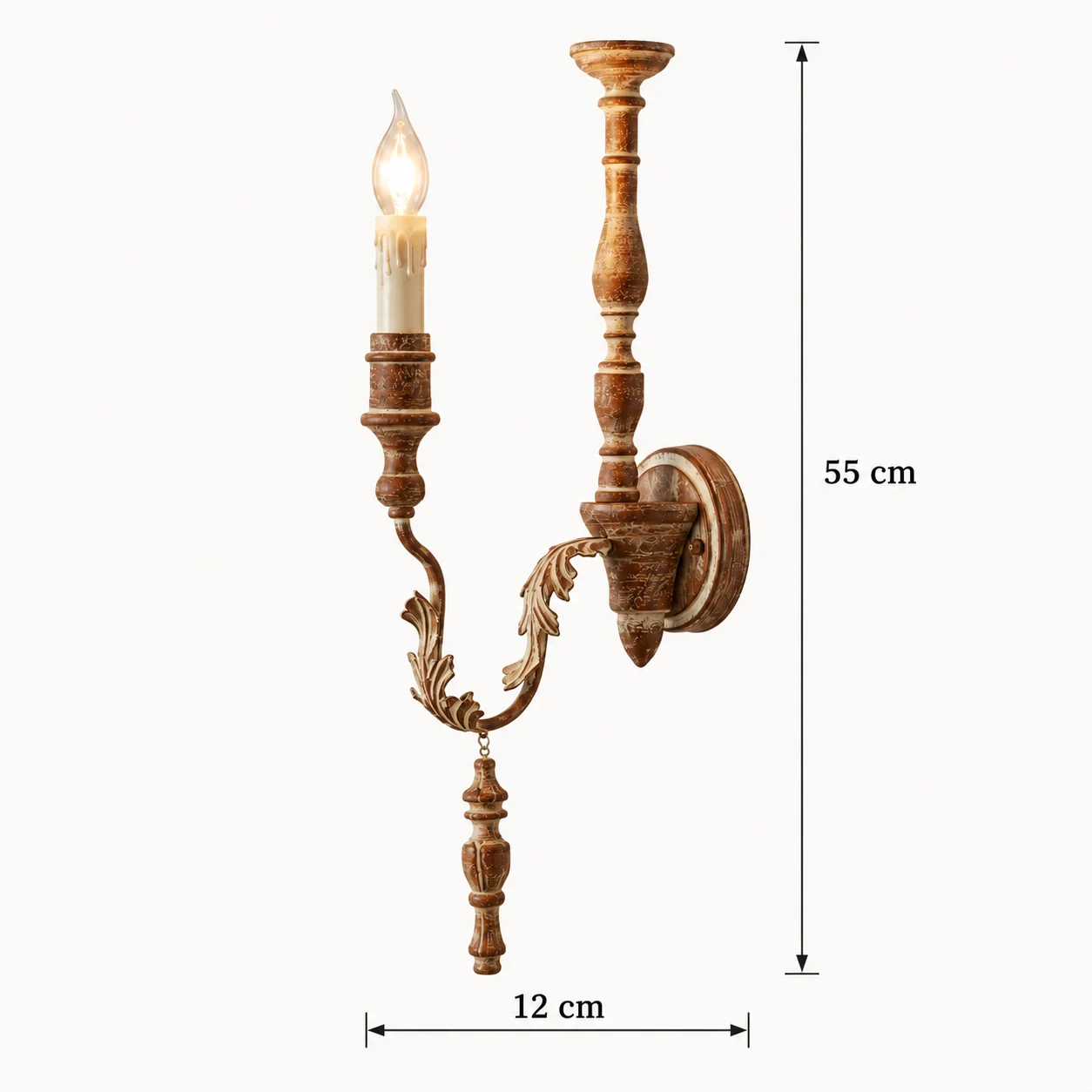 Brown wall sconce width 12 cm and height 55 cm