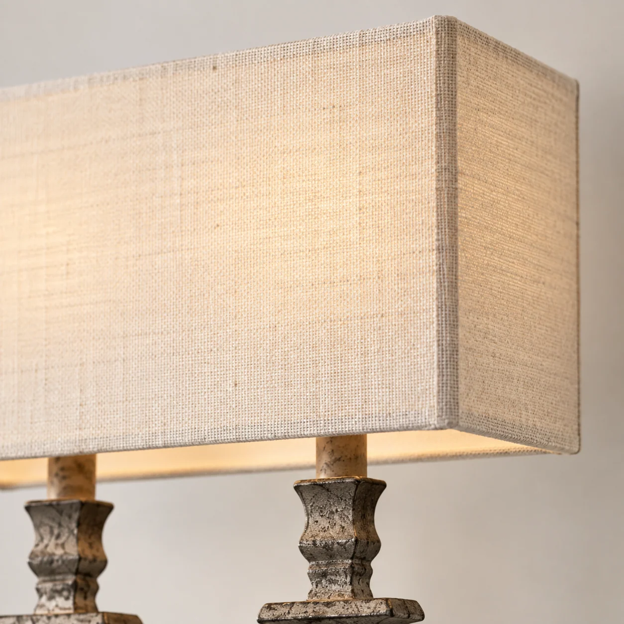 Ivory rectangular fabric shade weave