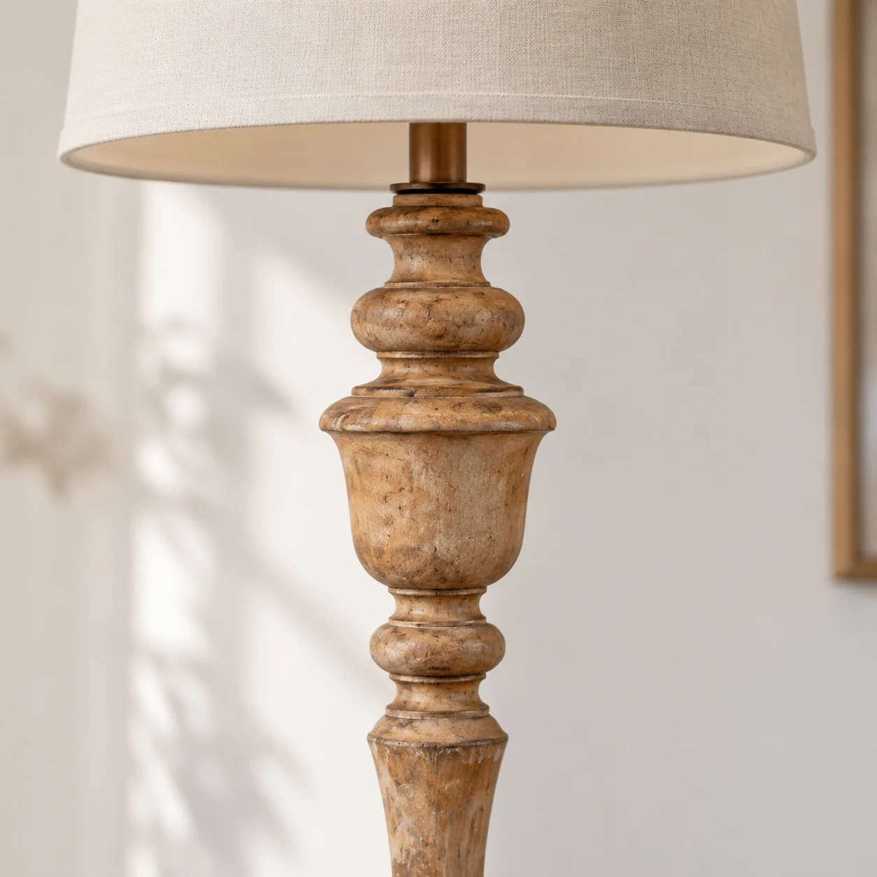 Turned wooden urn profile close-up