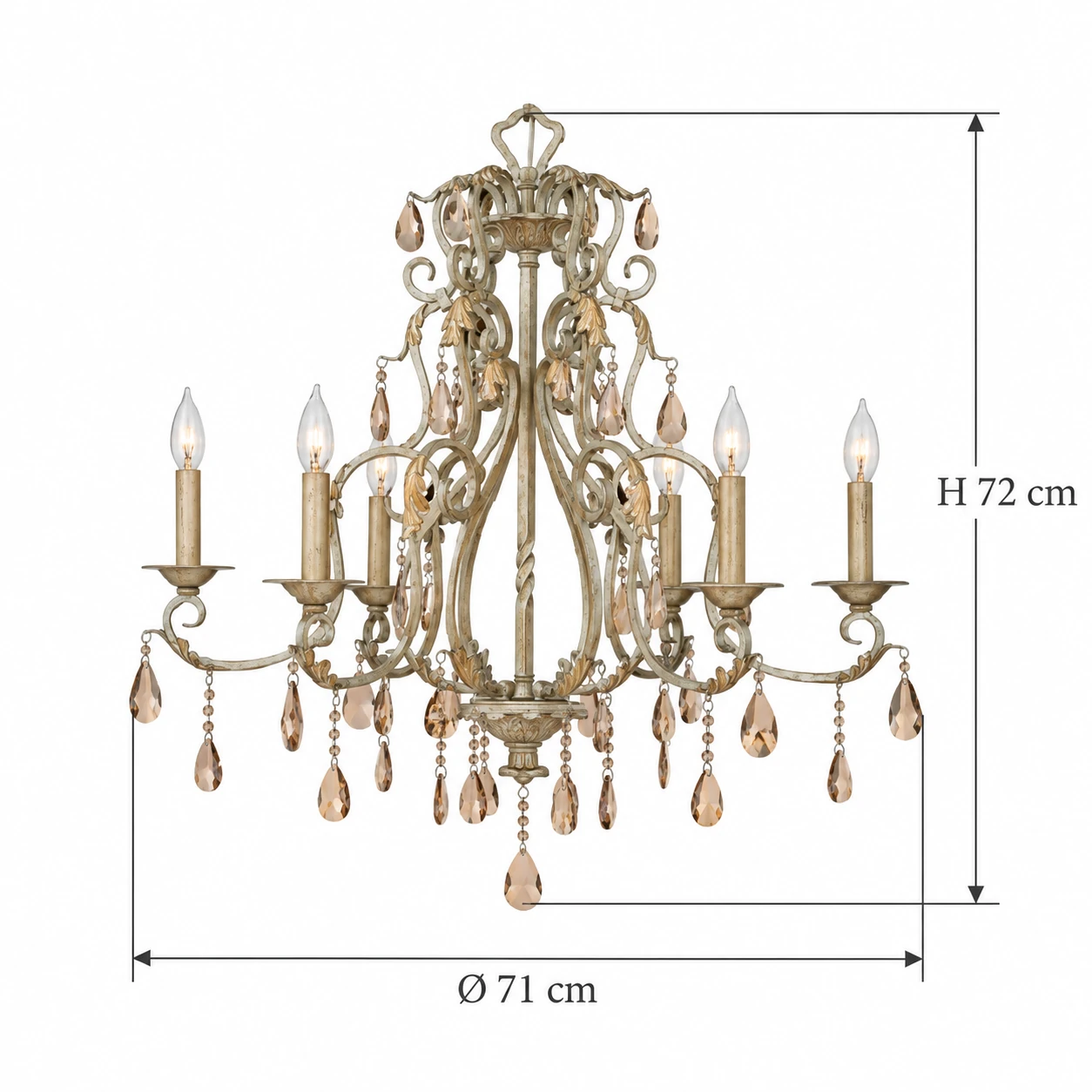 6-light chandelier dimensions