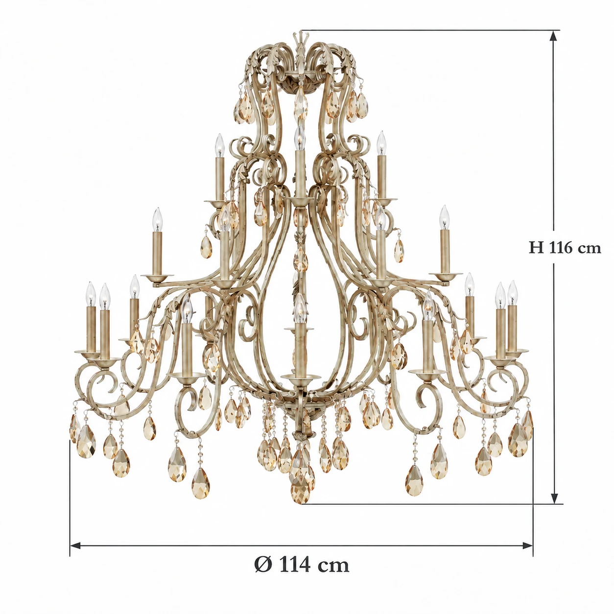 21-light chandelier dimensions