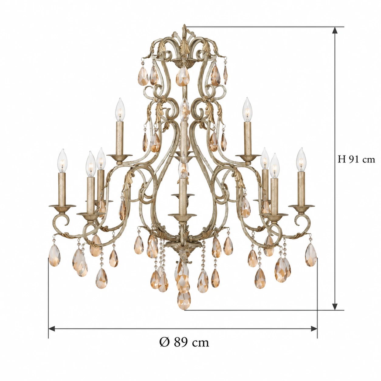 12-light chandelier dimensions