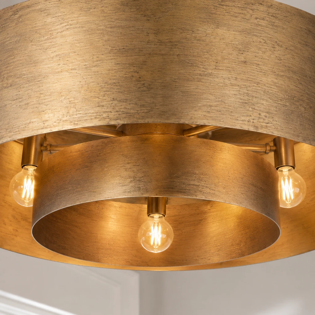 Close detail of Isla inner ring, bulb sockets, and gold interior
