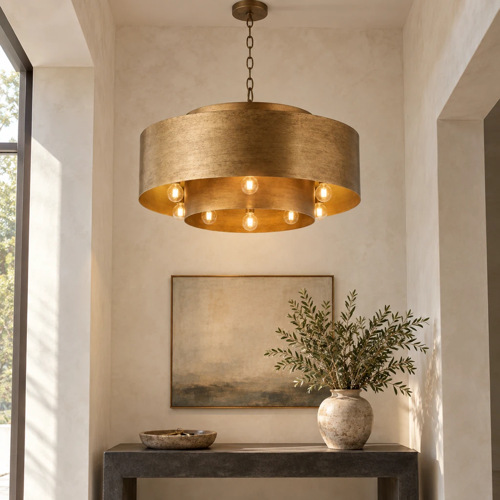 Isla pendant suspended over an entry console