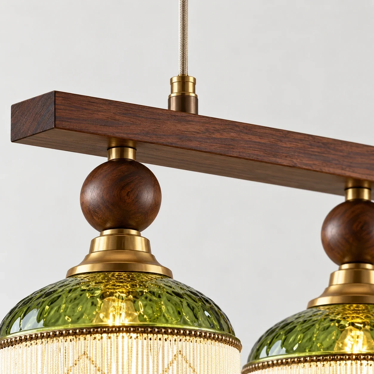 Close view of the dark wood bar