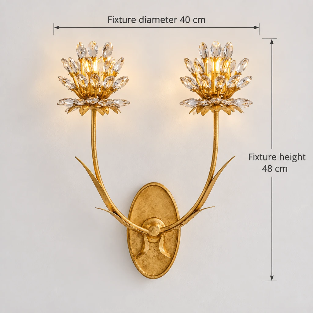 Aria wall light dimensions: diameter 40 cm and height 48 cm
