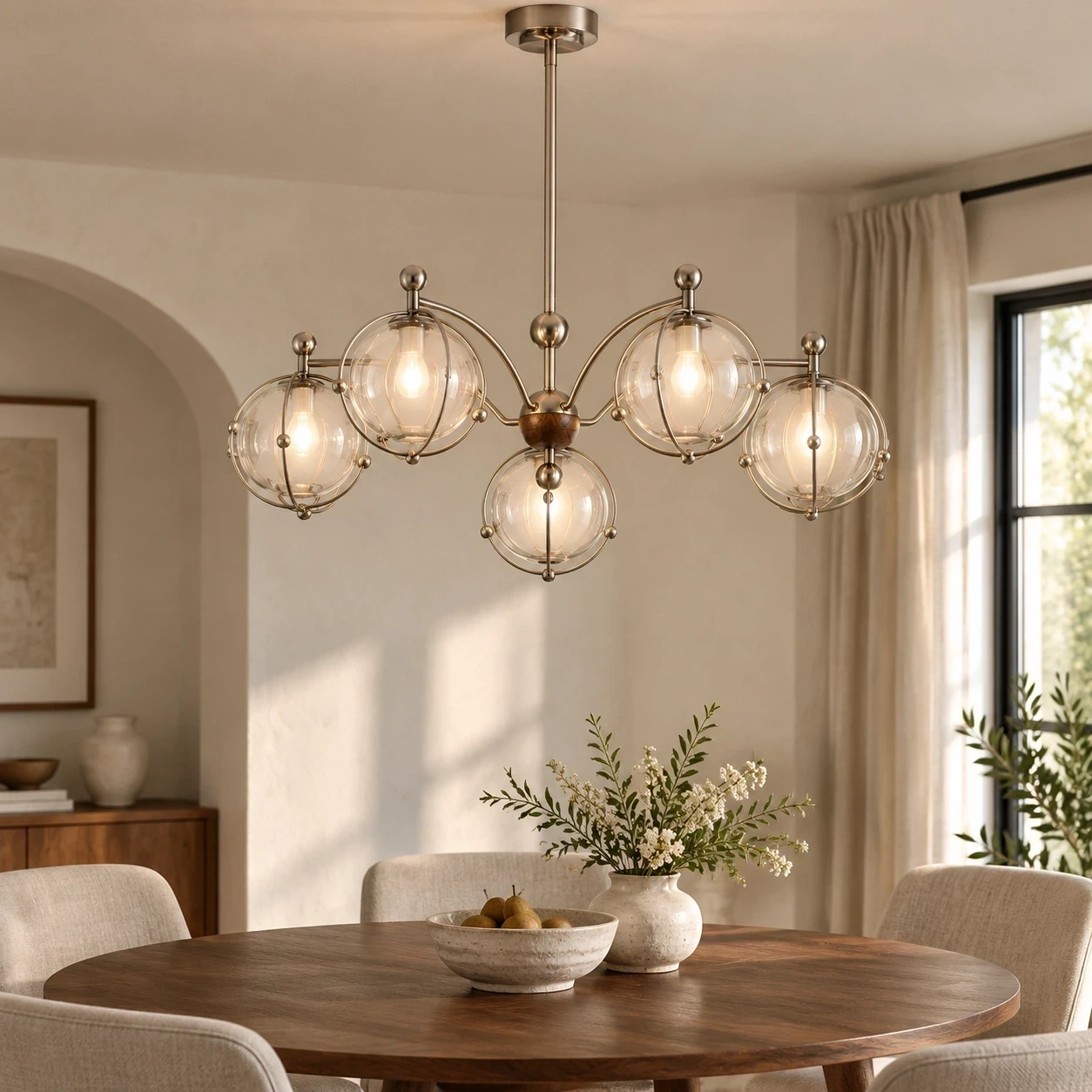 Wushlp Vintage Planet Glass Branch Chandelier in a corridor