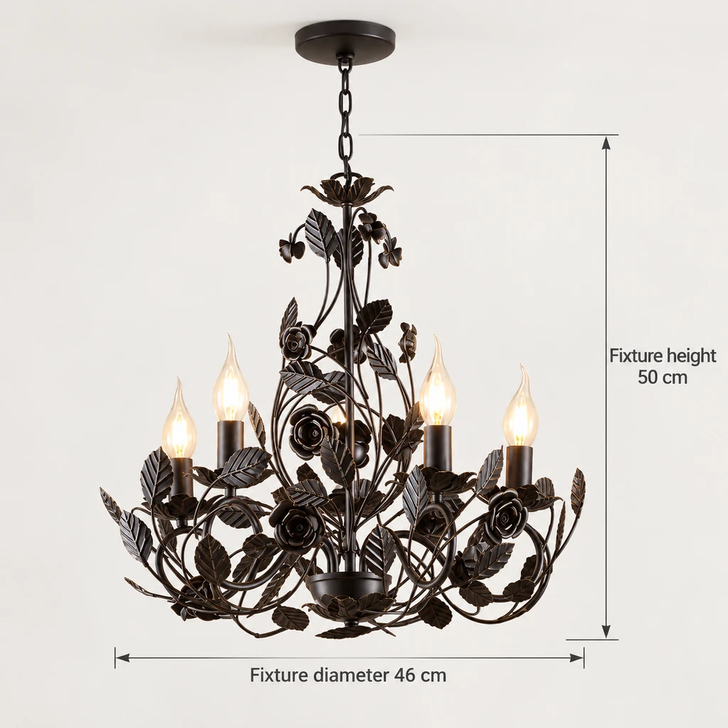 Cleo chandelier dimensions: diameter 46 cm and height 50 cm