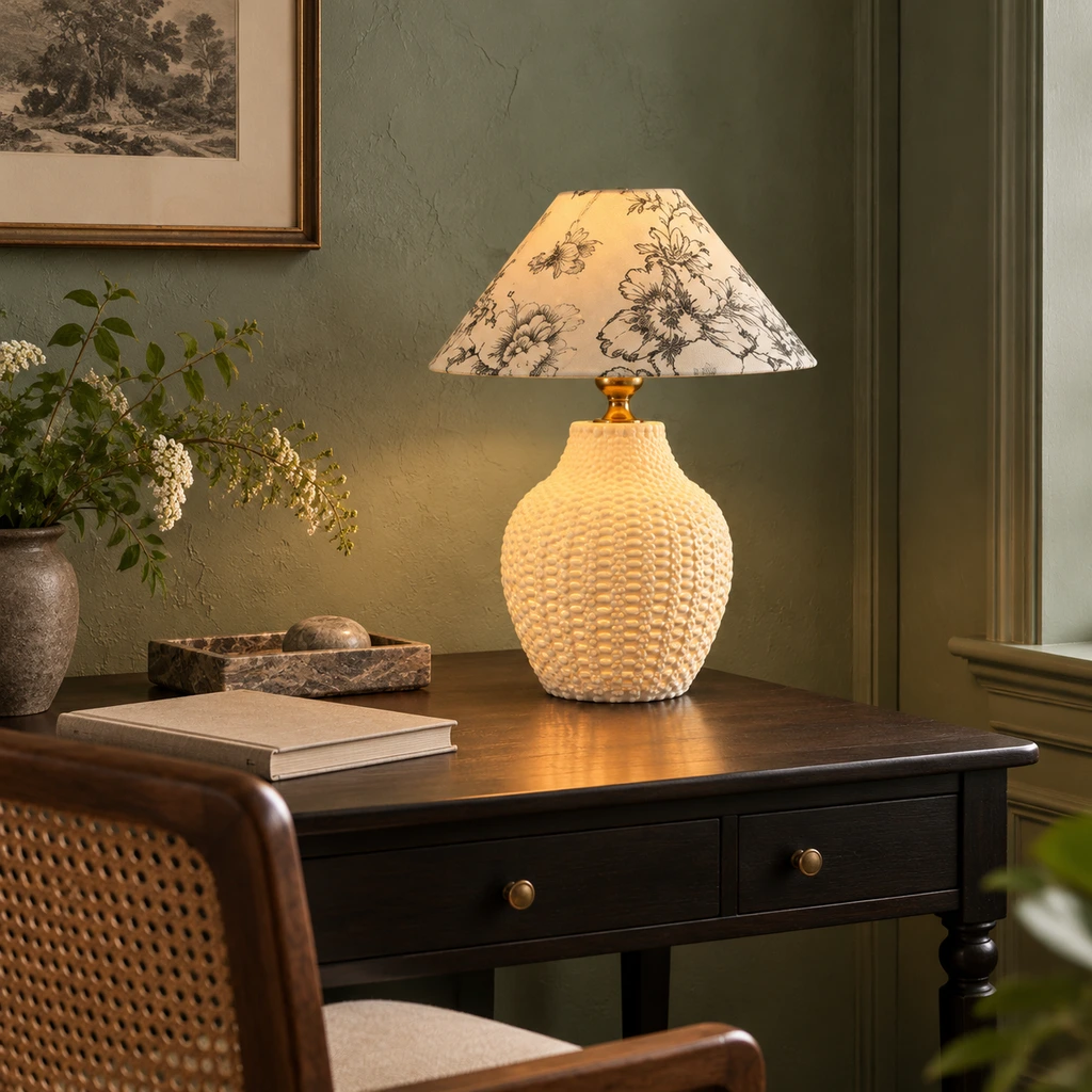 Celeste table lamp in a muted study setting