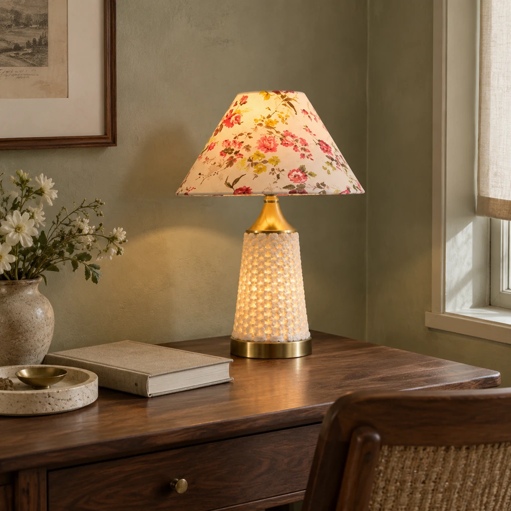 Clara table lamp in a muted study setting