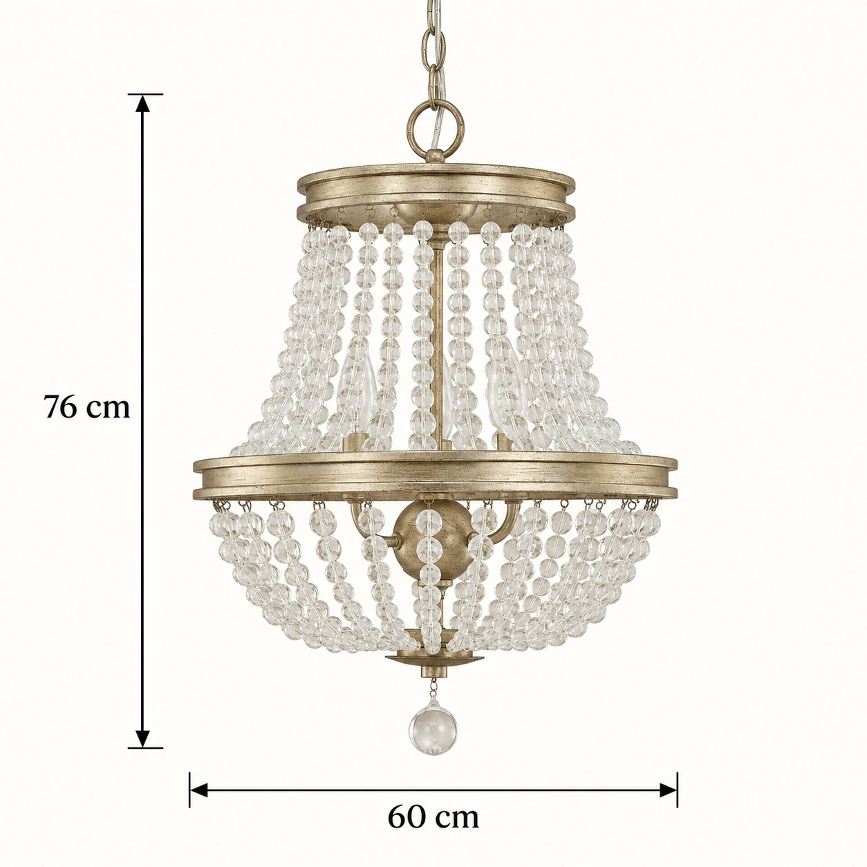 Verified clear crystal large dimensions: 60 cm diameter and 76 cm height