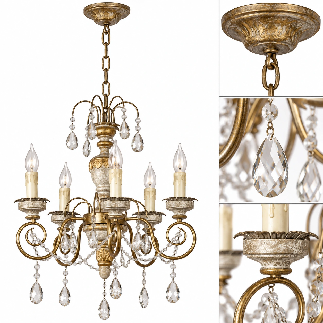 Clear crystal strands and drops detail