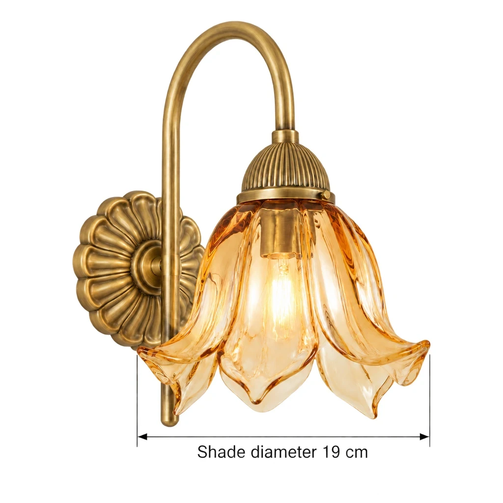 Wushlp Vintage Amber-Petal Glass Wall Light verified dimensions