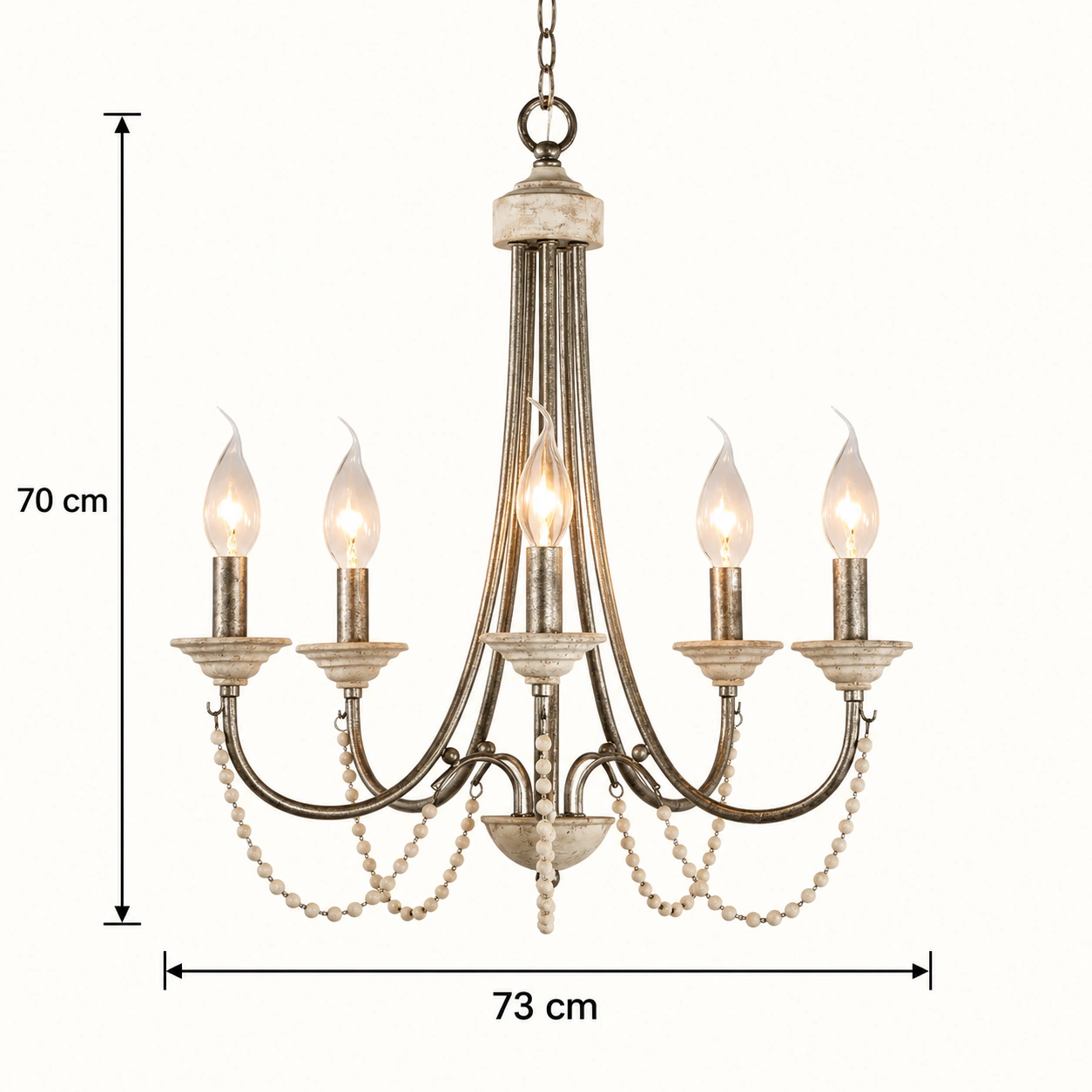 Verified antique gold eight-light dimensions: 73 cm diameter and 70 cm height