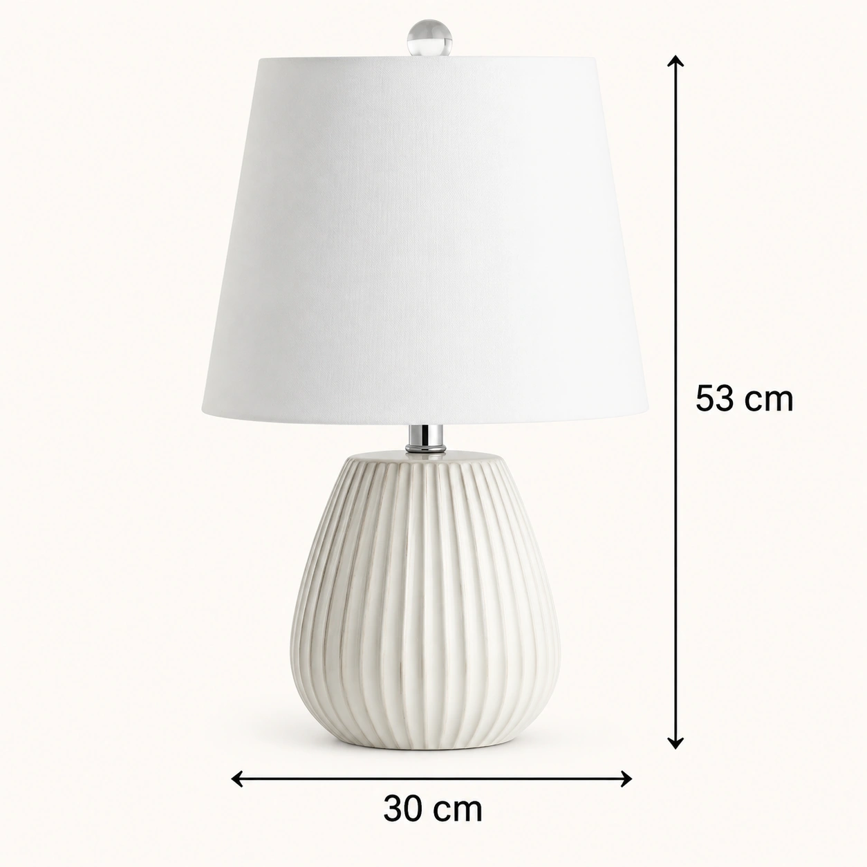 Verified dimensions: 30 cm diameter and 53 cm height