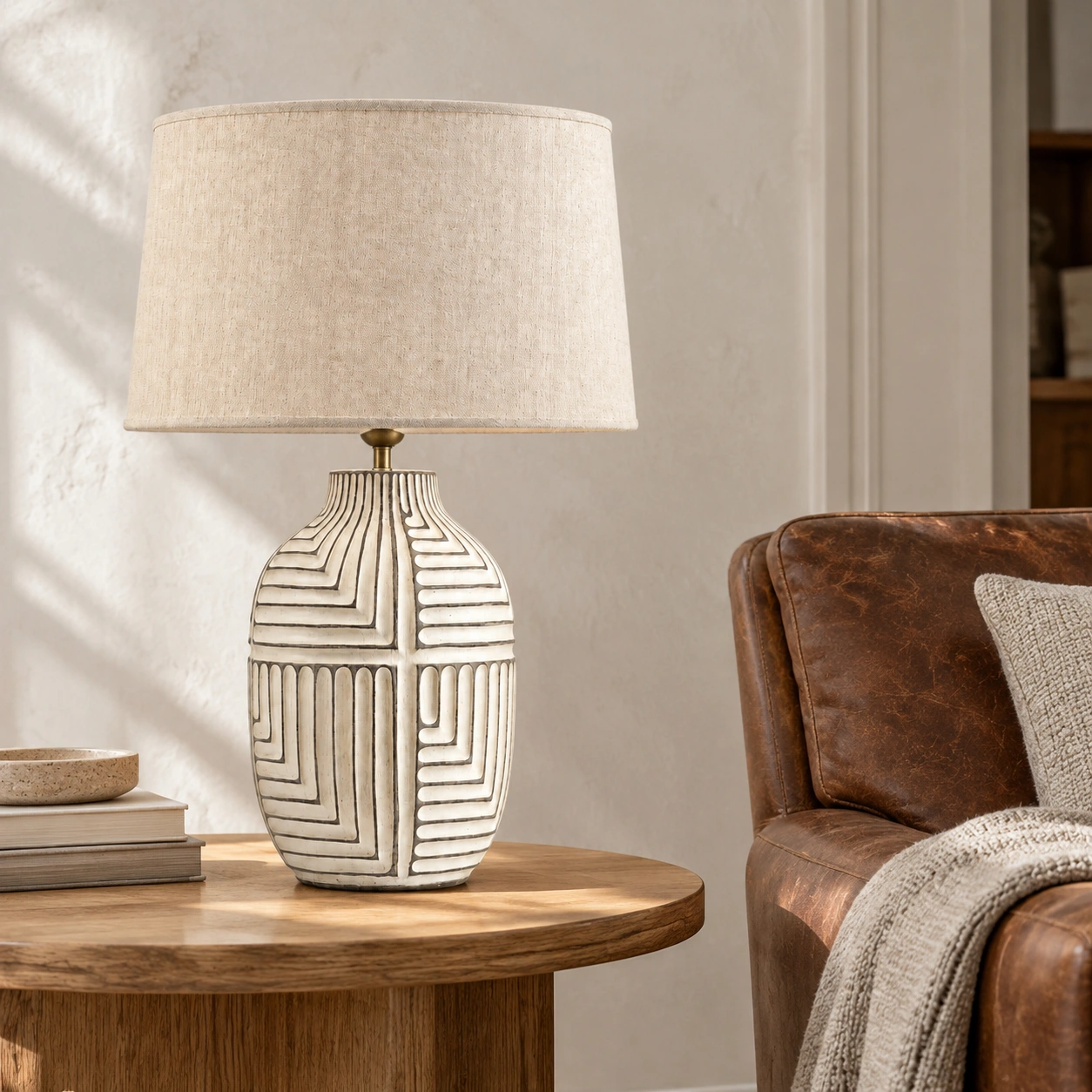 Table lamp in a reading corner