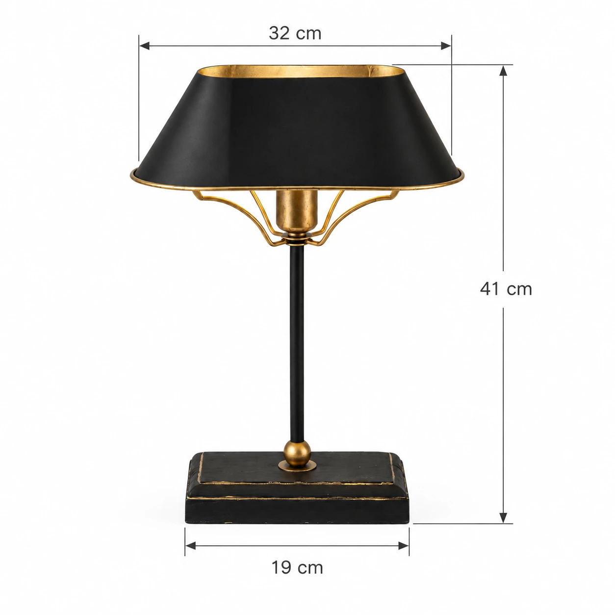 Odette table lamp dimensions: 32 cm shade diameter, 41 cm overall height, 19 cm depth