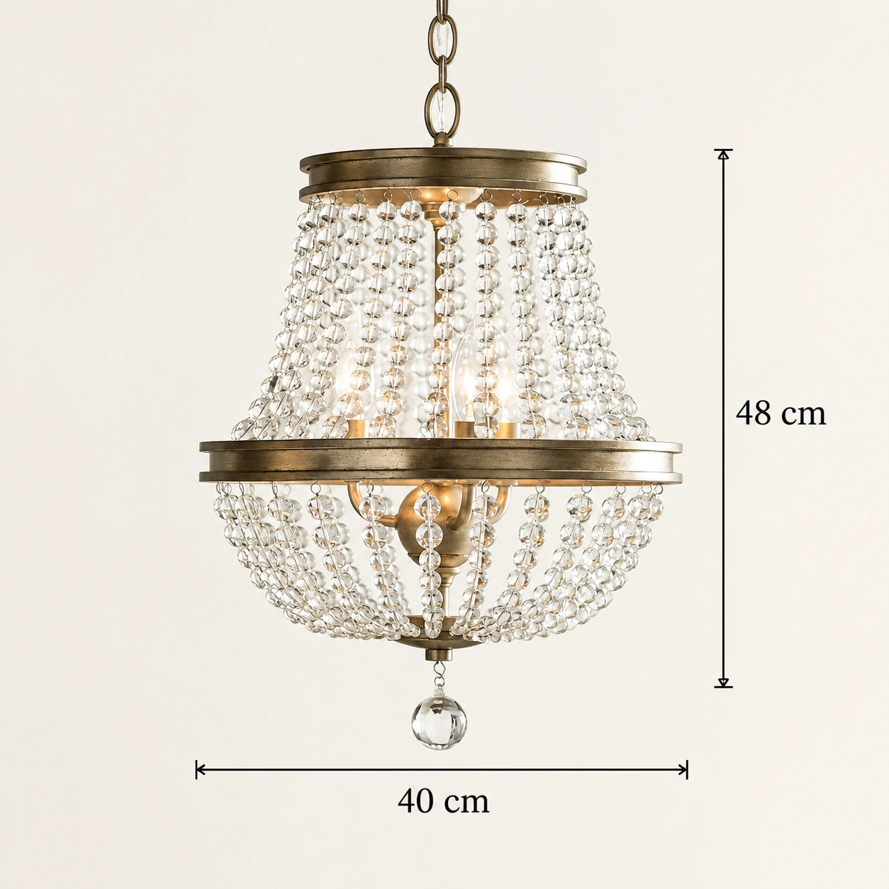 Verified clear crystal small dimensions: 40 cm diameter and 48 cm height