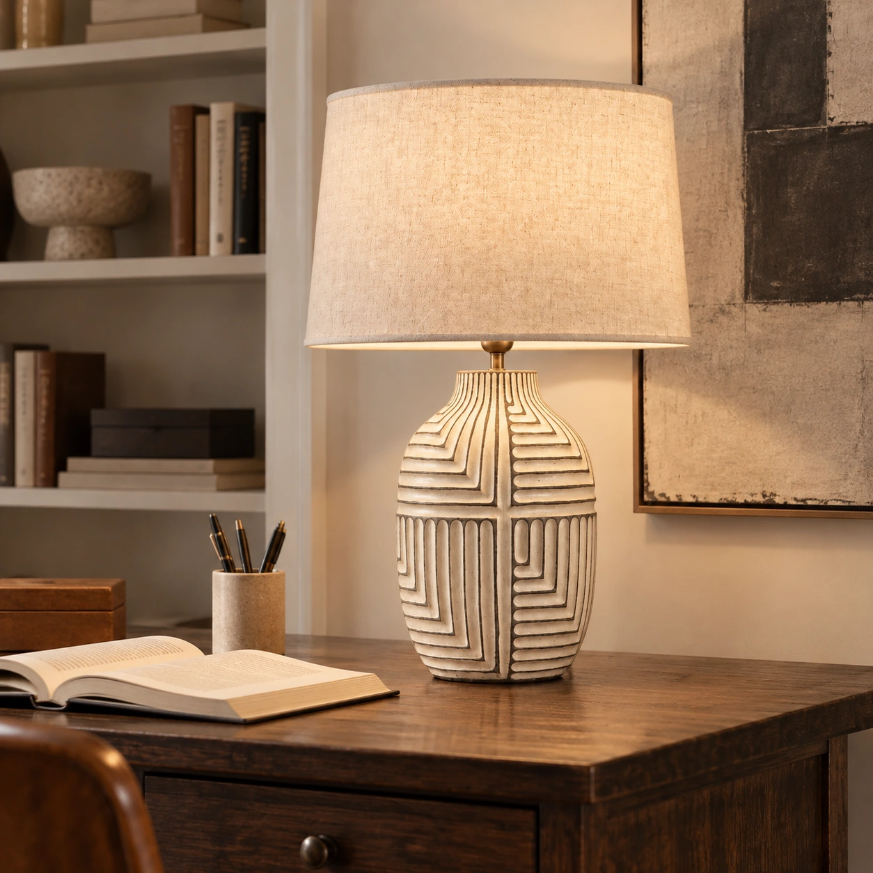 Table lamp on a study desk