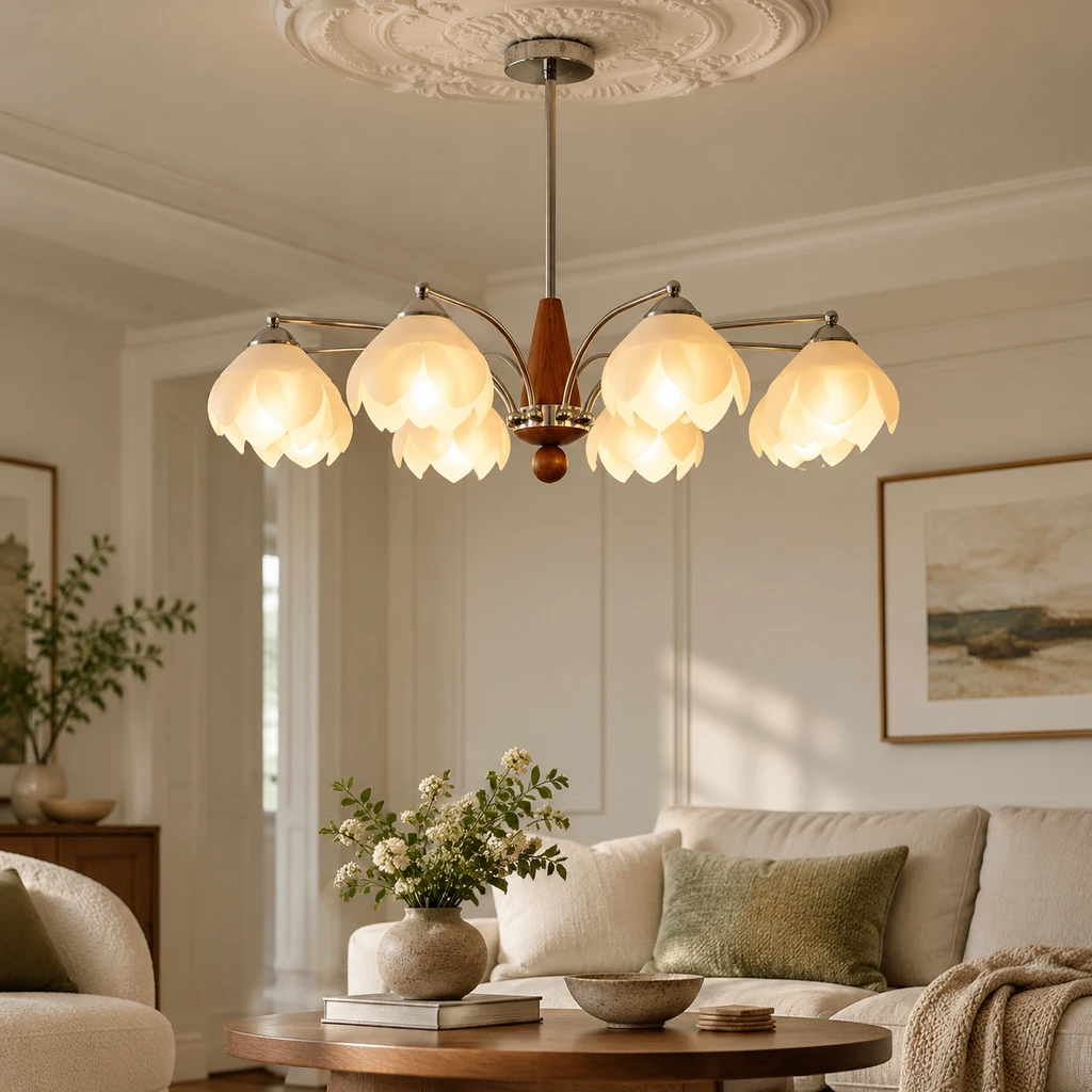 Amelia 6-light chandelier in a living room
