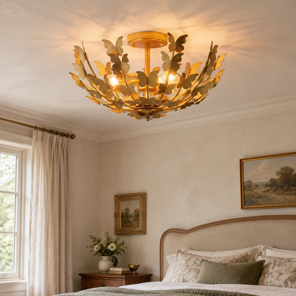 Elena butterfly ceiling light in a French vintage bedroom