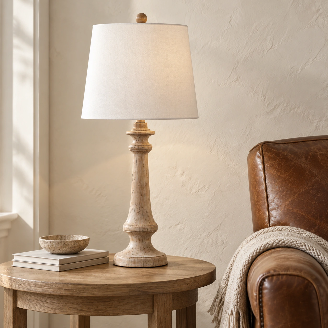 Table lamp in a reading corner