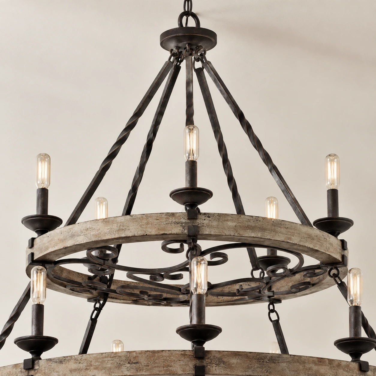 Chain suspension and two-tier construction