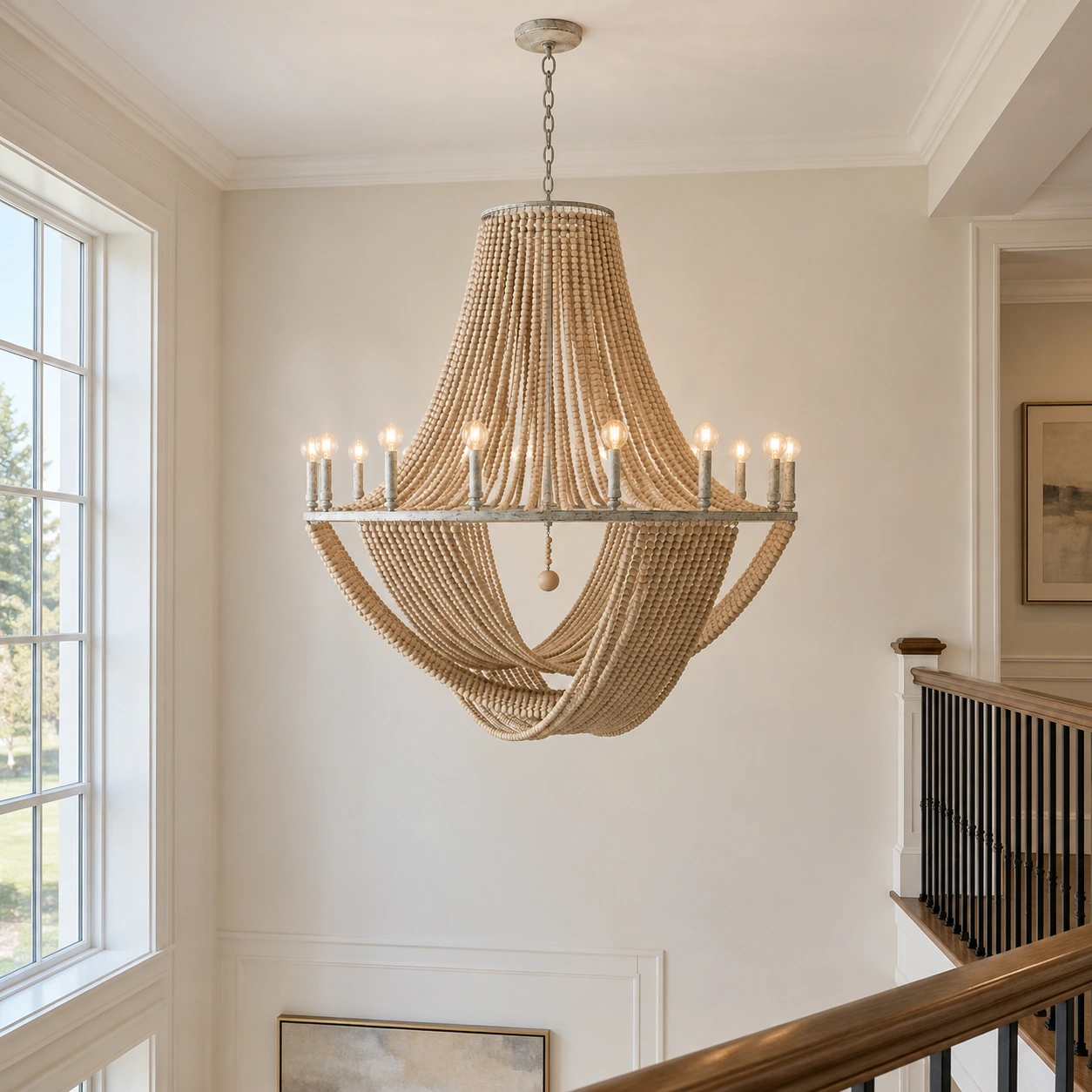 Twelve-light Elena chandelier in a foyer