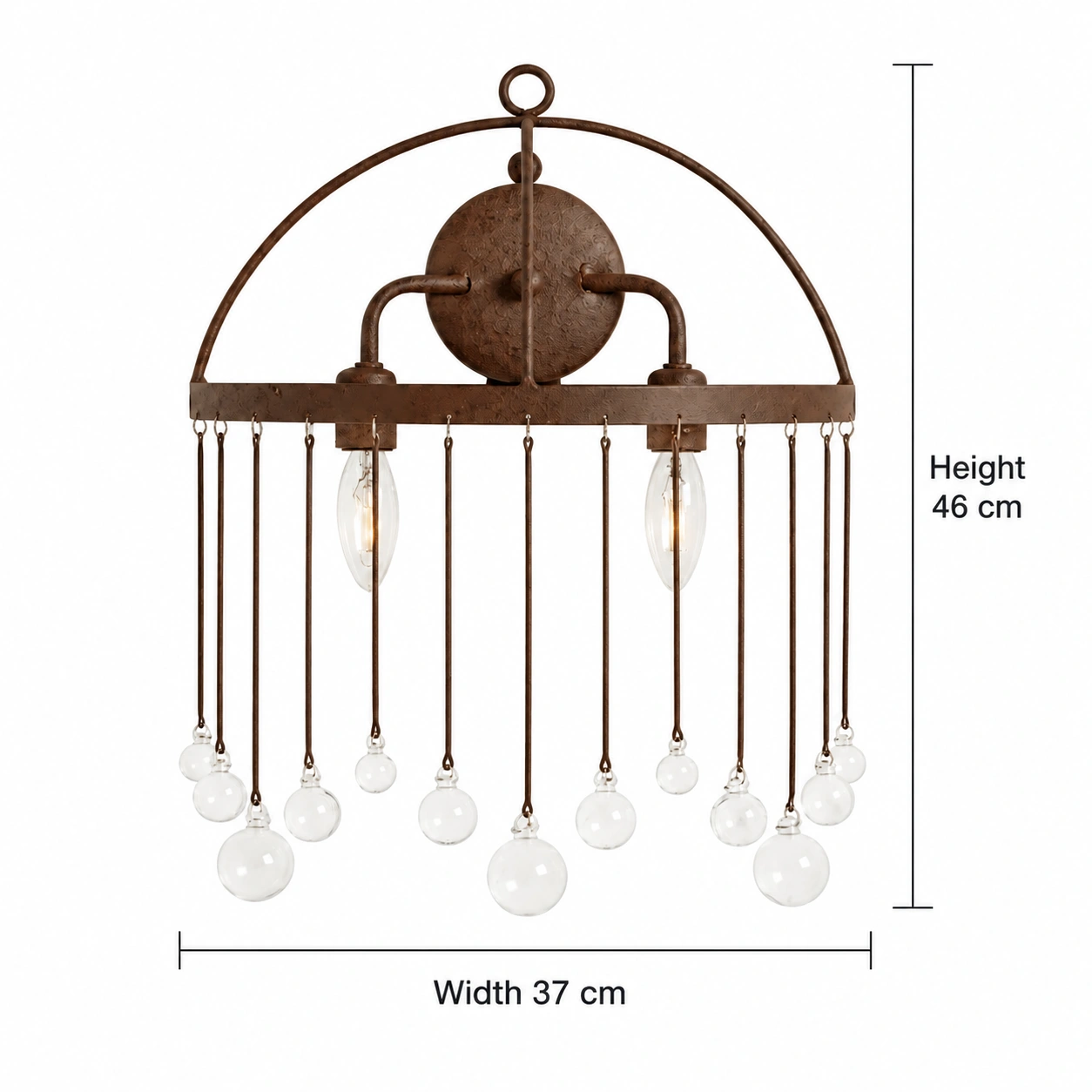 Rust wall-mounted light dimensions