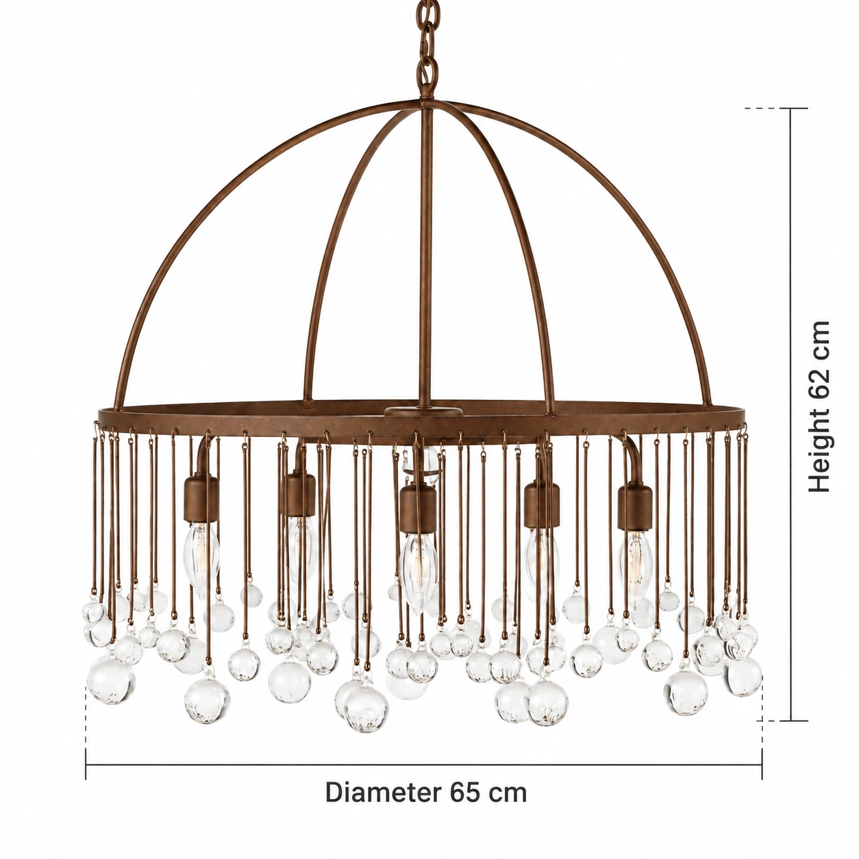 Five-head round chandelier dimensions