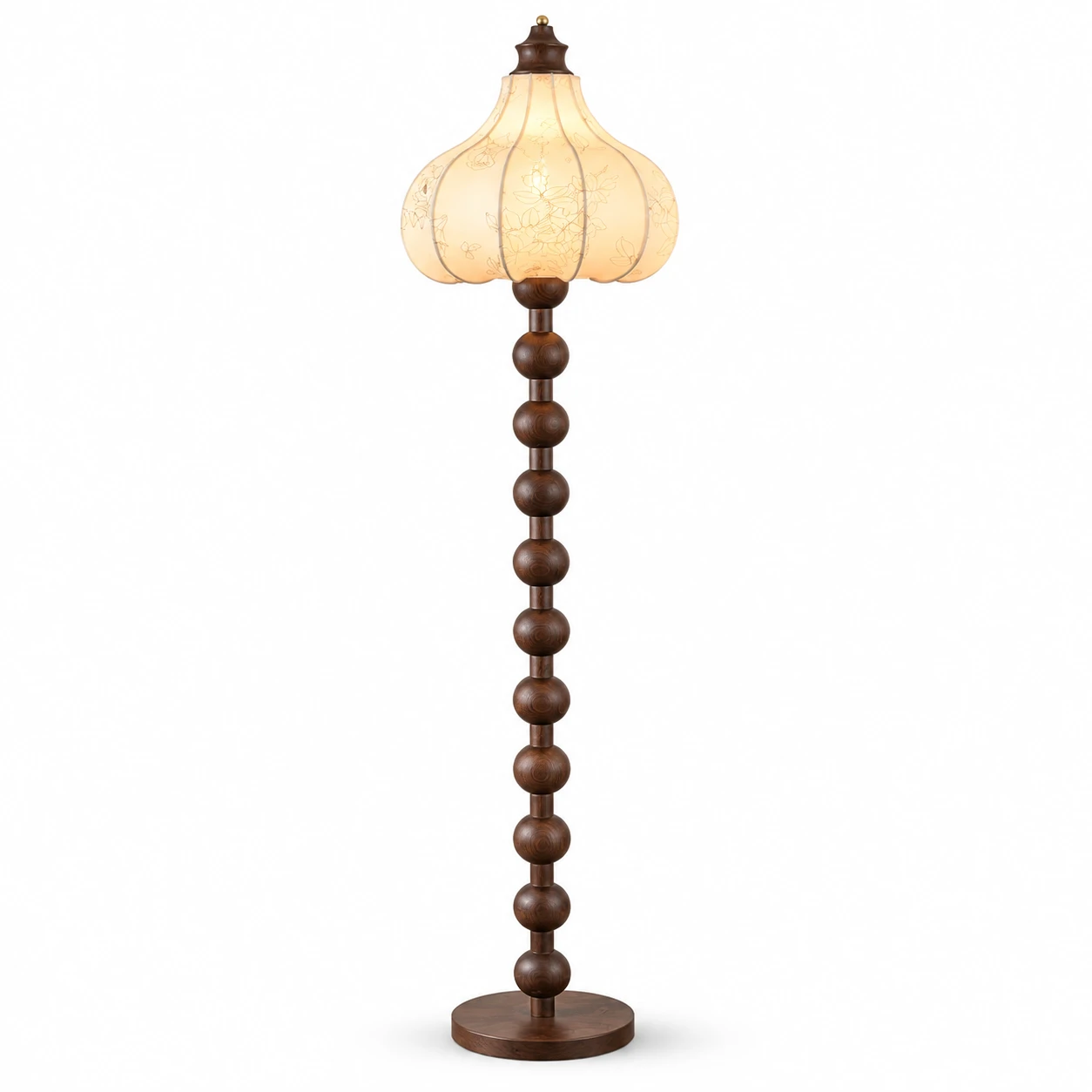 Complete Rowan glass wood floor lamp on white