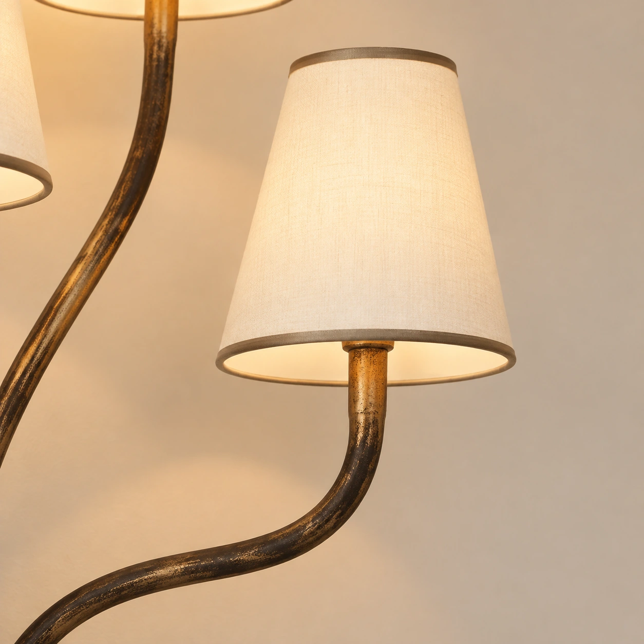 Shade socket and curved iron support detail