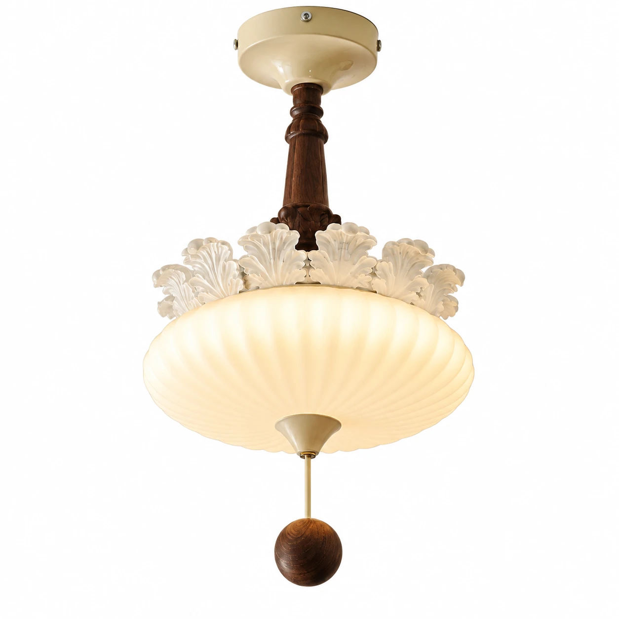 Complete Ayla glass wood pendant light on white