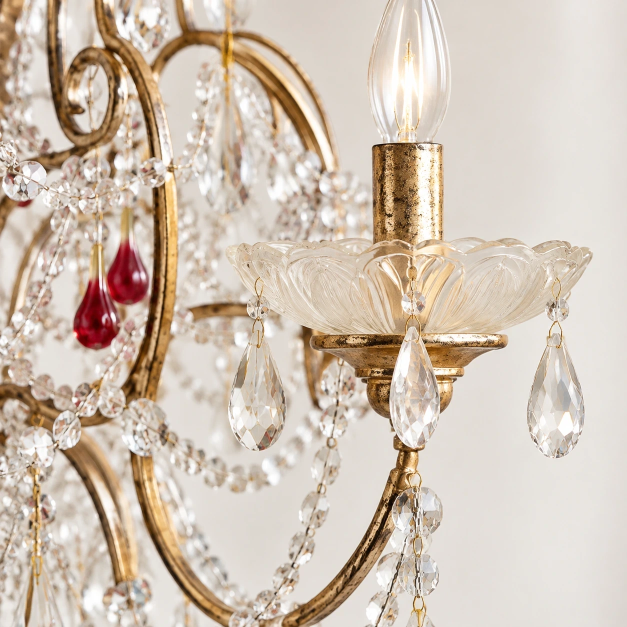 Close view of Mara French Vintage Relief Floral Ceramic Wood Pendant Light ivory relief-floral ceramic shade texture