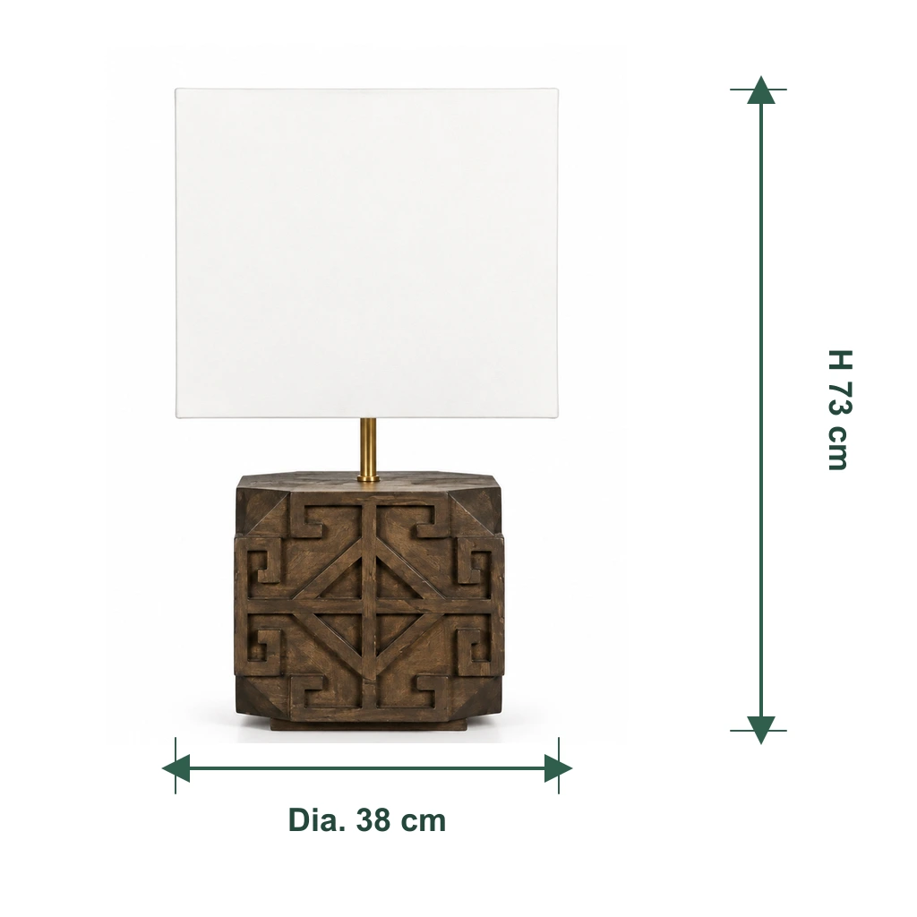 Aurelia table lamp with Dia. 38 cm below and H 73 cm to the right