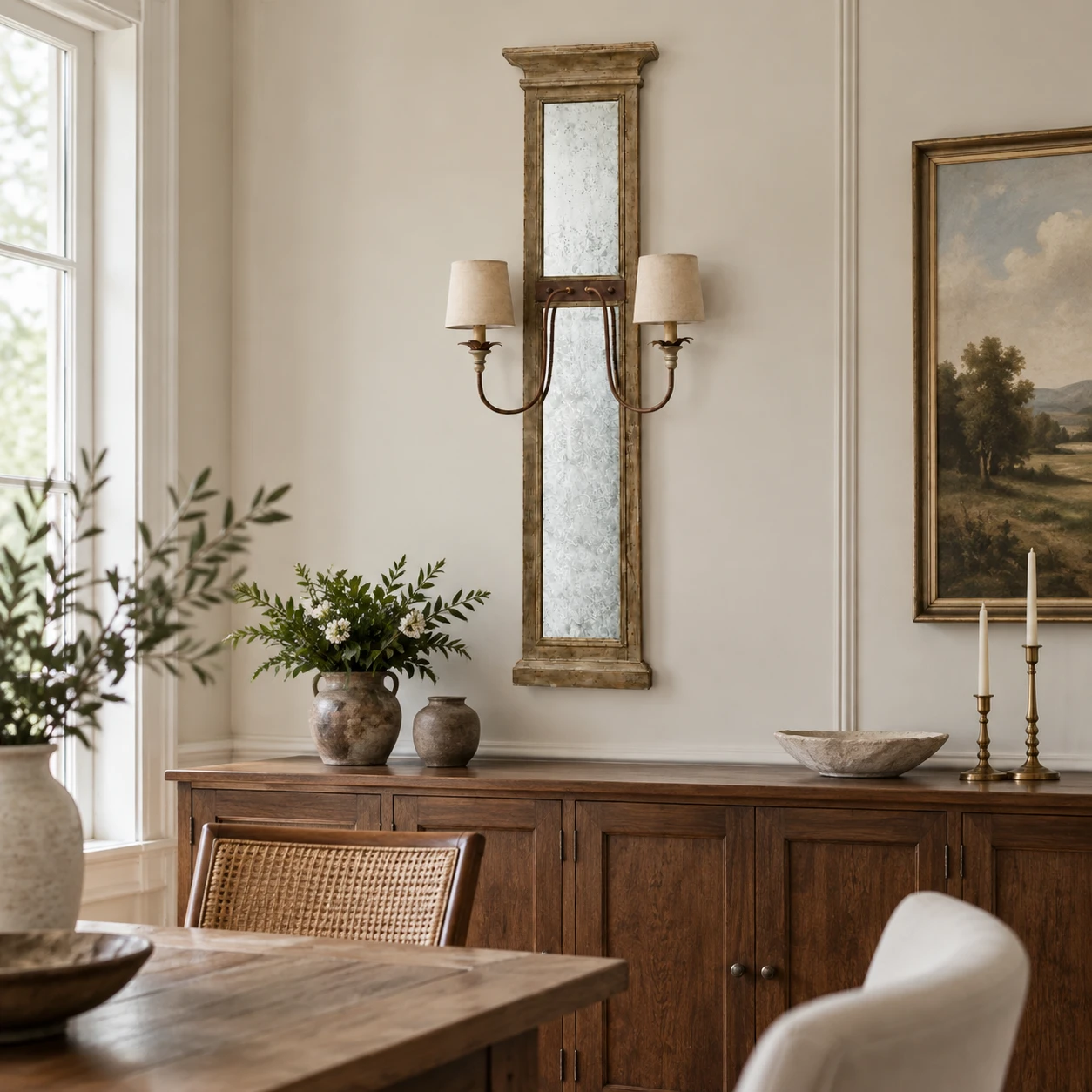 Marlow wall sconce above an American dining-room sideboard