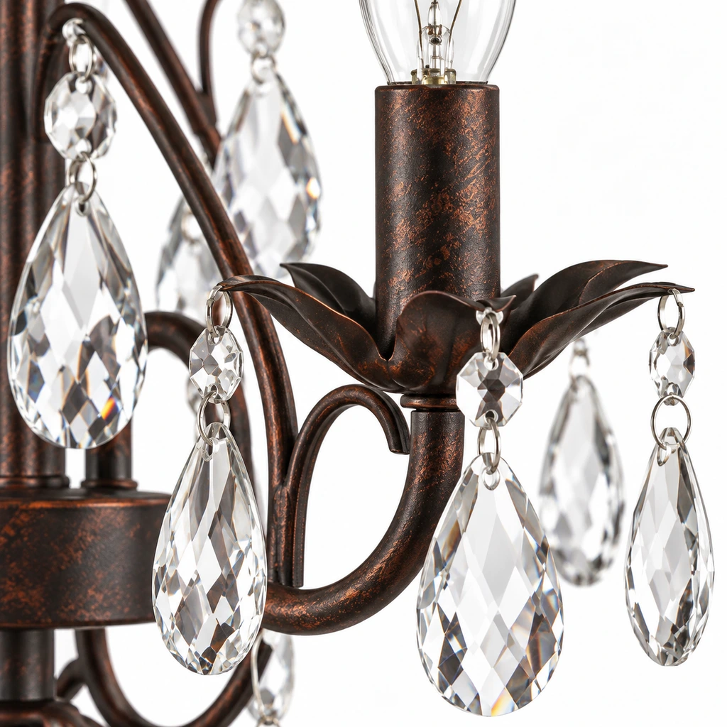 Rowan American Vintage Crystal-Drop Iron and Crystal Chandelier verified structural connection detail