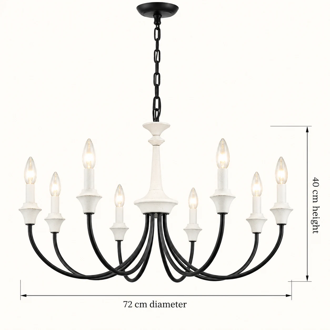 Eight-light chandelier: 72 cm diameter, 40 cm height