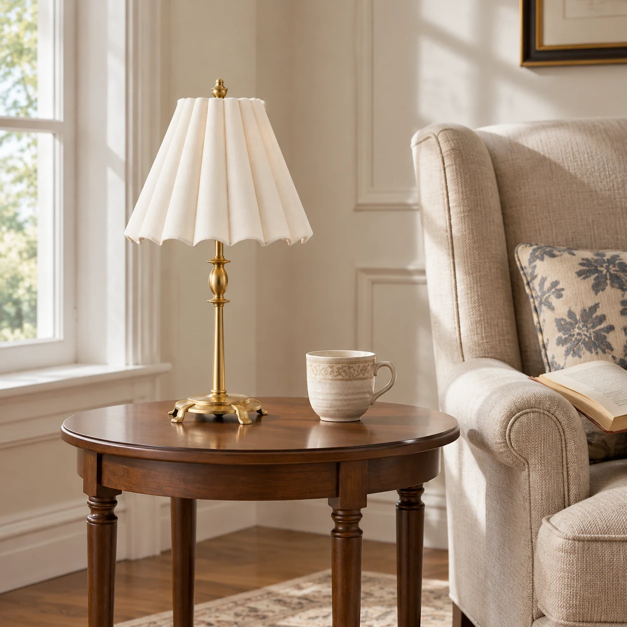 Vera table lamp in a reading corner