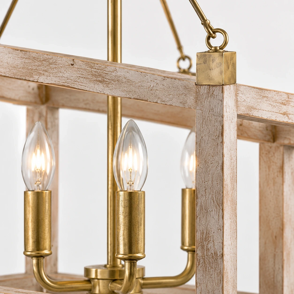 Close view of Mara French Vintage Relief Floral Ceramic Wood Pendant Light wood cap and cord connection
