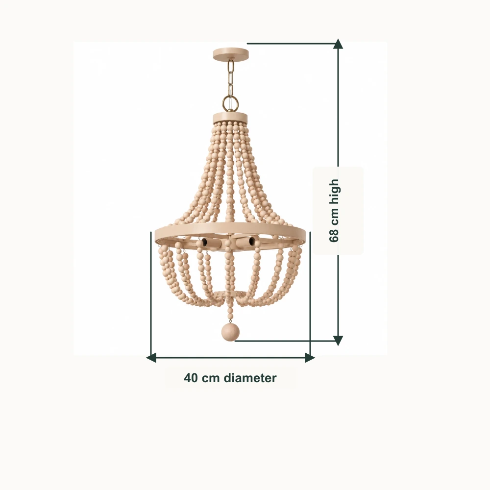 Elena Layered Wood Bead Chandelier small size dimensions