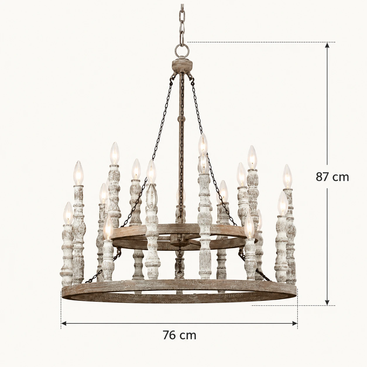 Double-layer 24-light chandelier: 76 centimetres diameter, 87 centimetres high