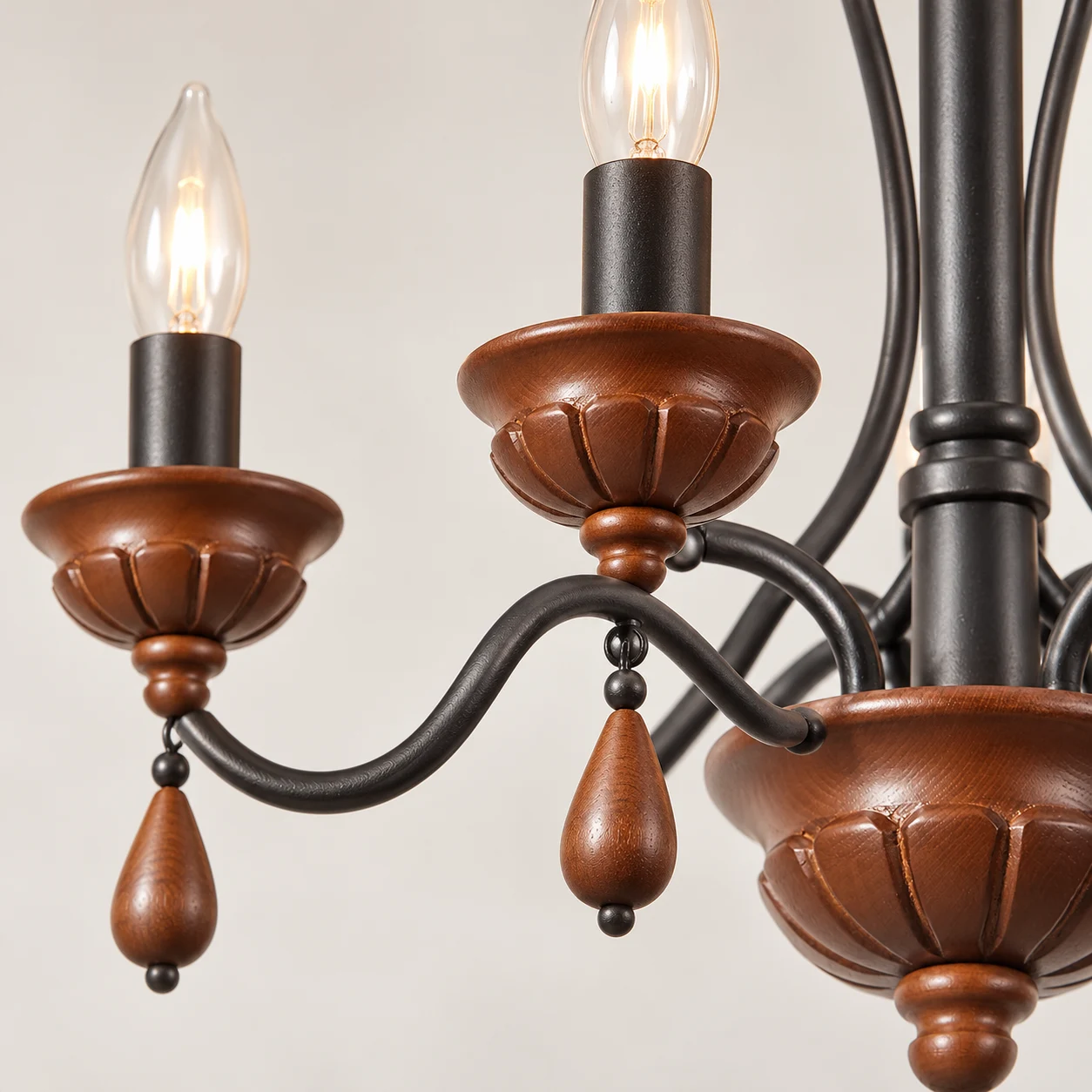 Close detail of Clara iron arms and candle sockets