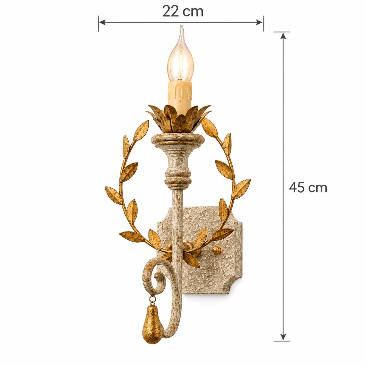 Dimension diagram with 22 cm width and 45 cm height