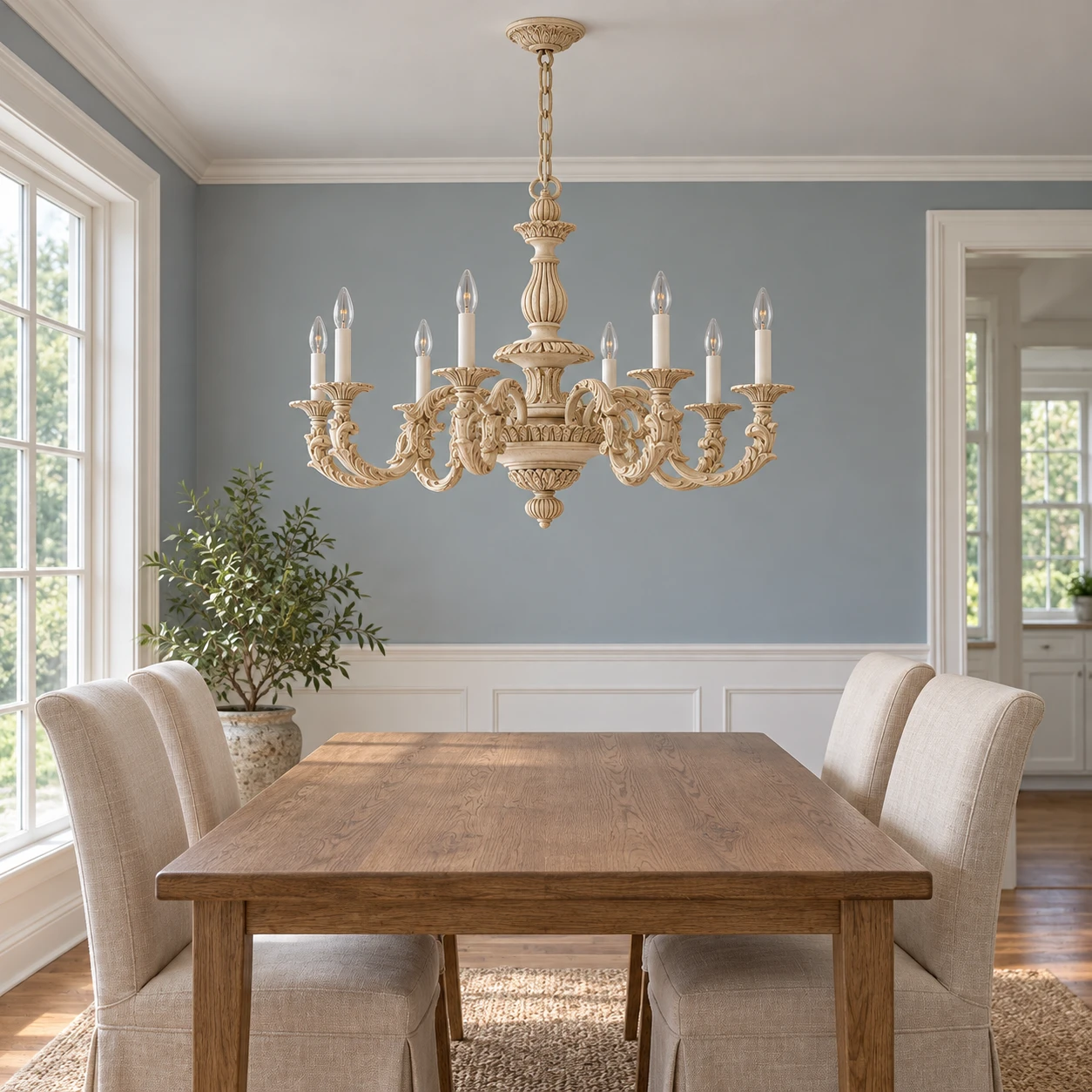 Aveline chandelier over a family dining nook