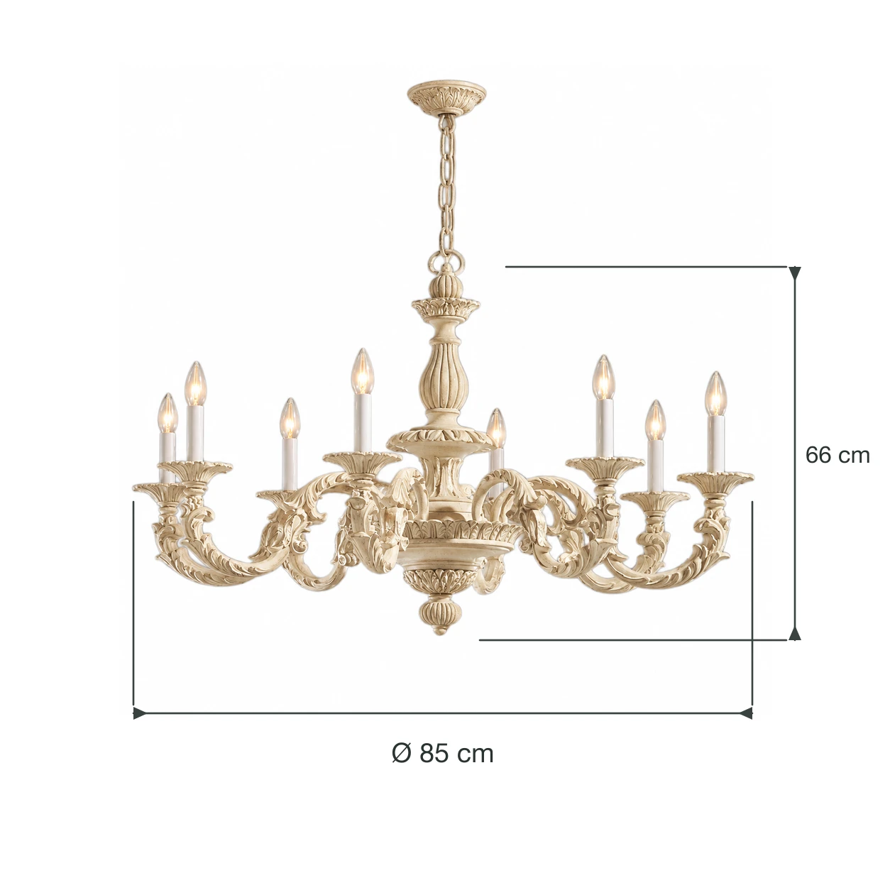 Dimension graphic for the small Aveline chandelier